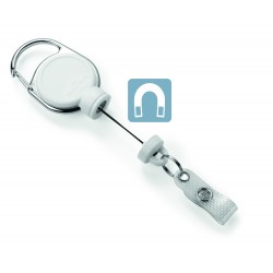 Durable 8329 02 White Retractable reel EXTRA STRONG with snap button strap + keyring